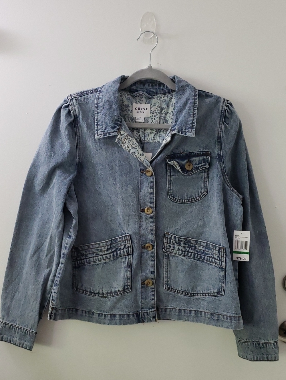 Curve Appeal Light Wash Denim Jacket LARGE - Blue